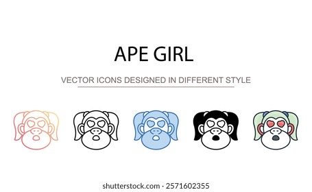 Ape Girl icon design with white background stock illustration