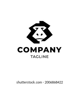 Ape Gorilla Geometric Face Black and White Logo