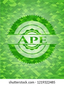 Ape green emblem with triangle mosaic background