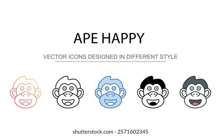 Ape Happy icon design with white background stock illustration