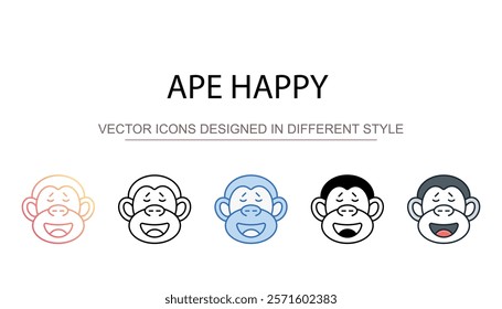 Ape Happy icon design with white background stock illustration