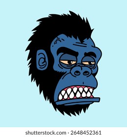 Ape Head Doodle Style Illustrations 