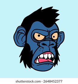 Ape Head Doodle Style Illustrations 