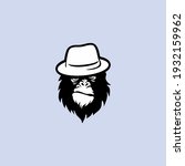 ape head with hat logo template vector