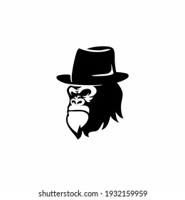 ape head with hat logo template vector