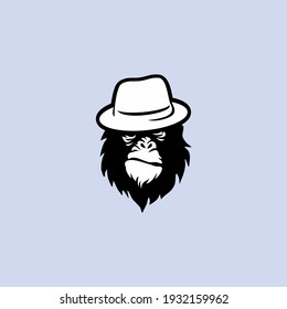 Ape Head With Hat Logo Template Vector