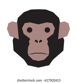 Ape head. Monkey face portrait. Vector flat illustration.