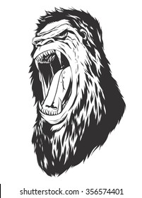 Ape head. Monochromatic logo for your t-shirt.