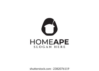 cabeza de cinta con espacio negativo forma de casa moderna diseño de logotipo
