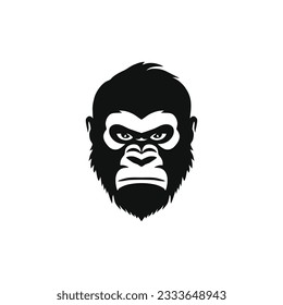 Ape head silhouette Logo of Monkey face Printable Tshirt Clipart vector, Primate animal symbol, Gorilla icon. isolated on white background.