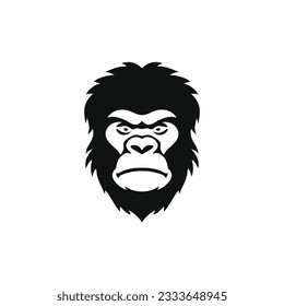 Ape head silhouette Logo of Monkey face Printable Tshirt Clipart vector, Primate animal symbol, Gorilla icon. isolated on white background.