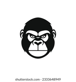 Ape head silhouette Logo of Monkey face Printable Tshirt Clipart vector, Primate animal symbol, Gorilla icon. isolated on white background.