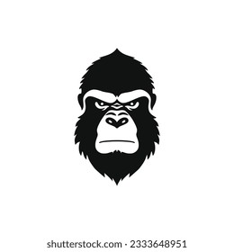 Ape head silhouette Logo of Monkey face Printable Tshirt Clipart vector, Primate animal symbol, Gorilla icon. isolated on white background.