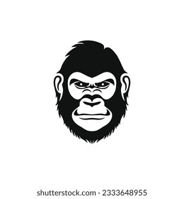 Ape head silhouette Logo of Monkey face Printable Tshirt Clipart vector, Primate animal symbol, Gorilla icon. isolated on white background.