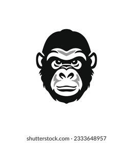 Ape head silhouette Logo of Monkey face Printable Tshirt Clipart vector, Primate animal symbol, Gorilla icon. isolated on white background.