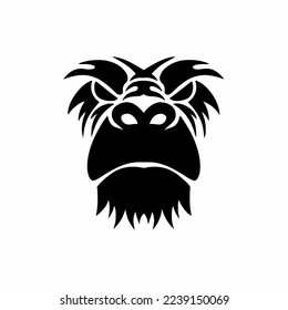 Ape Head Symbol Logo on White Background. Tribal Stencil Tattoo Design Concept. Flat Vector Illustration.
