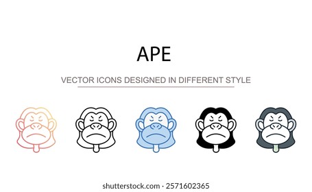 Ape icon design with white background stock illustration