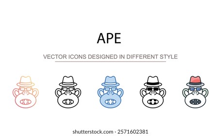 Ape icon design with white background stock illustration