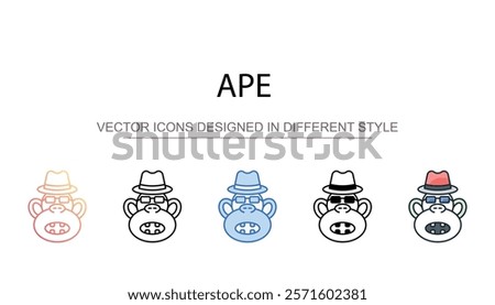 Ape icon design with white background stock illustration
