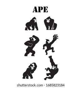 ape icon in different style vector illustration. two colored and black ape vector icons designed in filled, outline, line and stroke style can be used for web, mobile, ui