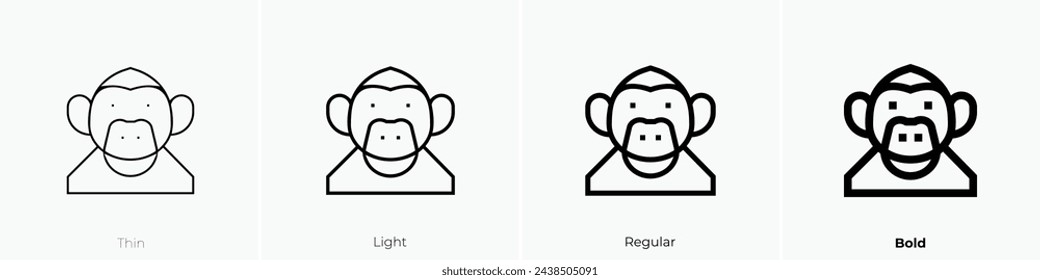ape icon. Thin, Light Regular And Bold style design isolated on white background