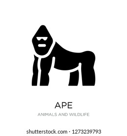 ape icon vector on white background, ape trendy filled icons from Animals and wildlife collection, ape simple element illustration