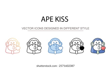 Ape kiss icon design with white background stock illustration