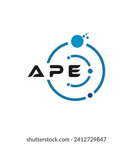 APE letter technology logo design on white background. APE creative initials letter IT logo concept. APE letter design