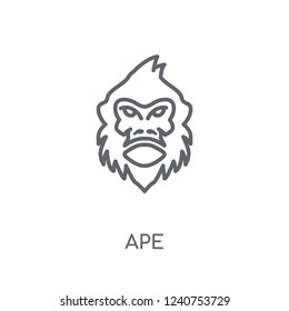 Ape linear icon. Modern outline Ape logo concept on white background from animals collection. Suitable for use on web apps, mobile apps and print media.