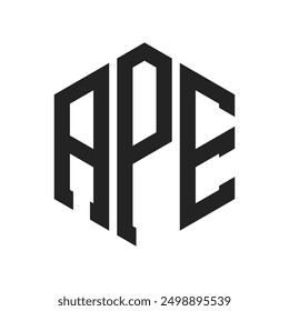 APE Logo Design. Initial Letter APE Monogram Logo using Hexagon shape