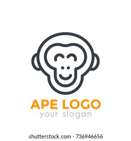 ape logo element, chimp linear icon