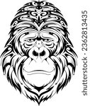 Ape monkey head tribal style tattoo