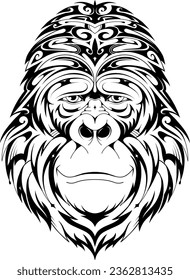 Ape monkey head tribal style tattoo