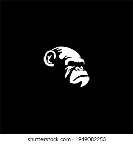 Ape Monkey Icon Logo In Monochrome Style