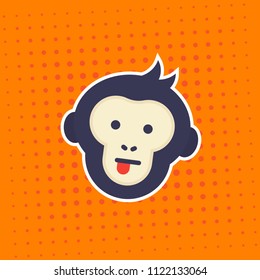ape, monkey showing tongue vector sticker