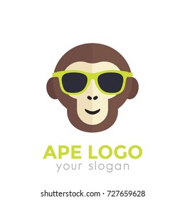 ape, monkey in sunglasses logo template