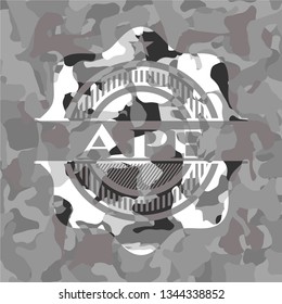 Ape on grey camo texture