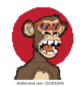 APE PIXEL ART WITH GLASSES TEMPLATES VECTOR