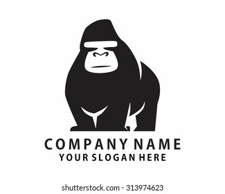 ape primate  black gorilla silhouette cartoon character
