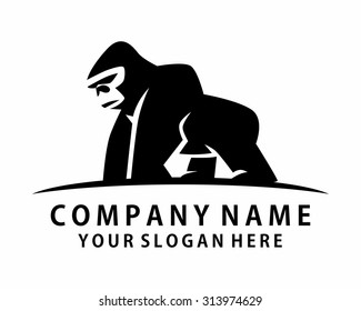 ape primate  black gorilla silhouette cartoon character