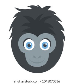 Ape primate gorilla head cartoon character