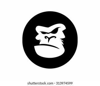 ape primate gorilla head silhouette cartoon character