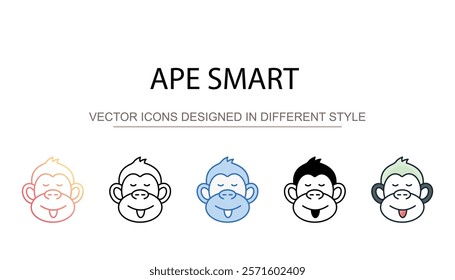 Ape Smart icon design with white background stock illustration