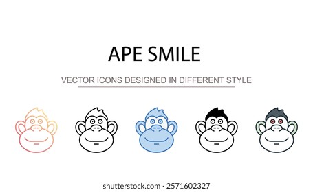 Ape Smile icon design with white background stock illustration