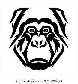 Ape vector icon. Logo design. Good use for symbol, T Shirt design. A monkey's head with a long tail and a large face with a long tail and a long nose