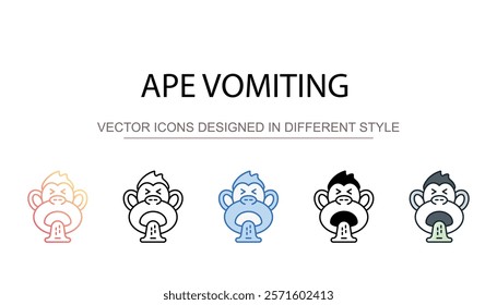 Ape Vomiting icon design with white background stock illustration