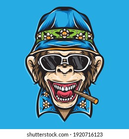 Ape Wearing Summer Outfit Vector