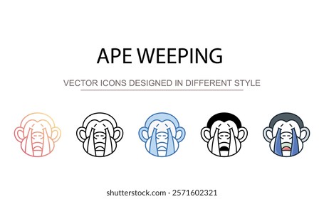 Ape Weeping icon design with white background stock illustration