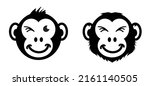 Ape and wink. Monkeypox or monkey pox viral disease pictogram or logo. Virus outbreak pandemic. Disease spread, symptoms or precautions icon. Monky head or face logo. Cartoon happy monkys icon.