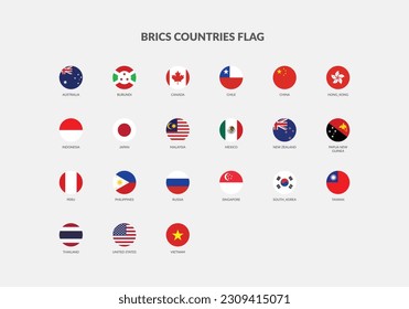 APEC countries flag icons collection